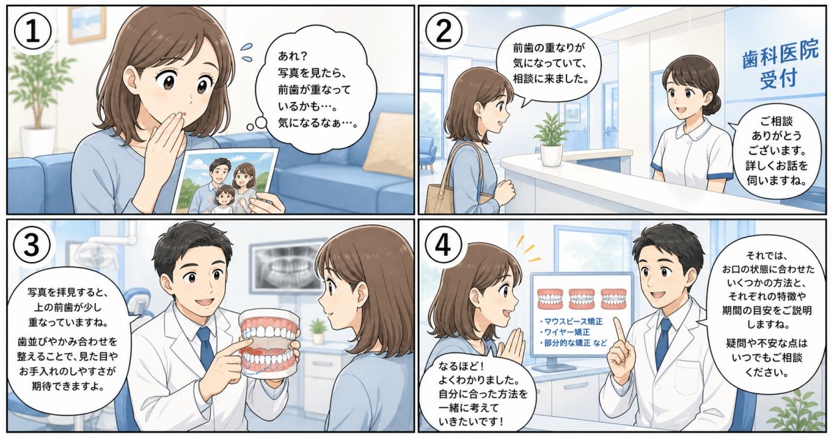 前歯の軽度な重なりは部分矯正で整う？費用や期間の目安を解説