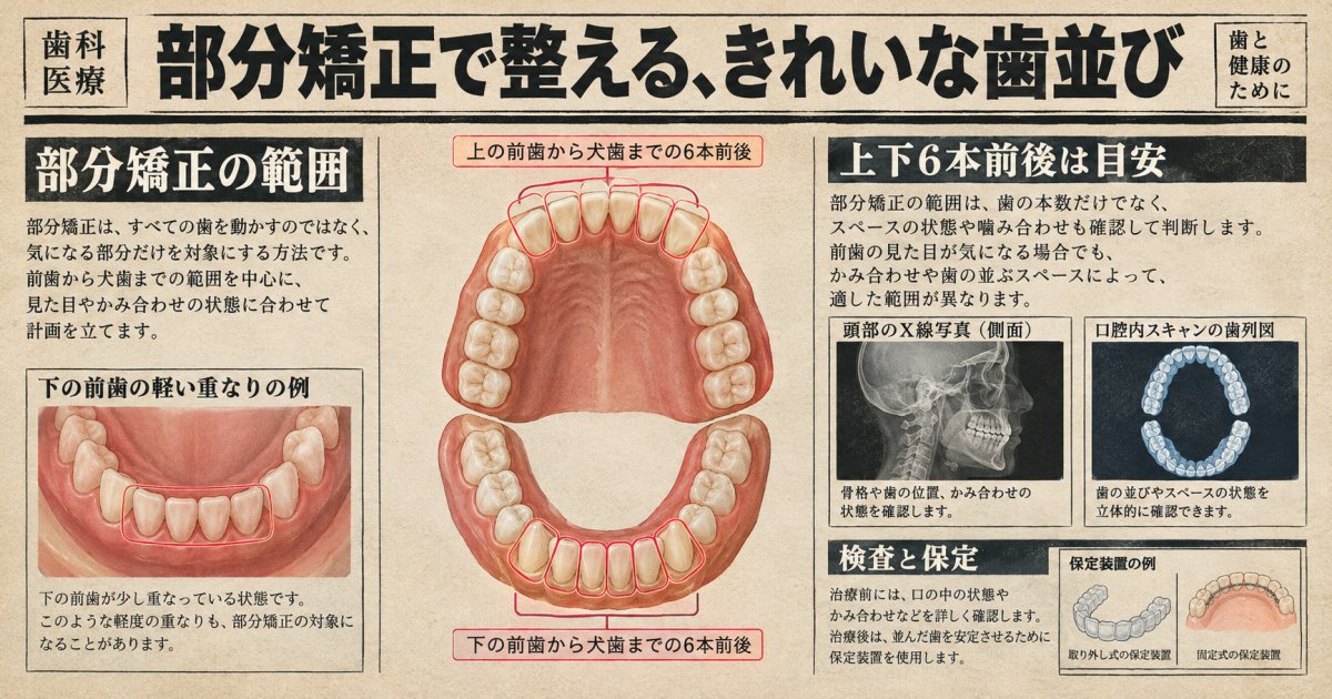 部分矯正の対象になる歯の範囲はどこまでか、適応される歯並びの条件